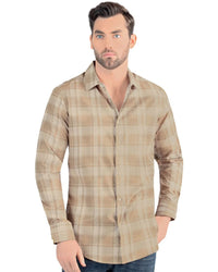 Lamasini - Men's Beige Plaid Shirt  0118