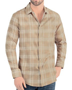 Lamasini - Men's Beige Plaid Shirt  0118
