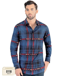Lamasini - Men's Navy Plaid Shirt 0118