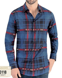 Lamasini - Men's Navy Plaid Shirt 0118