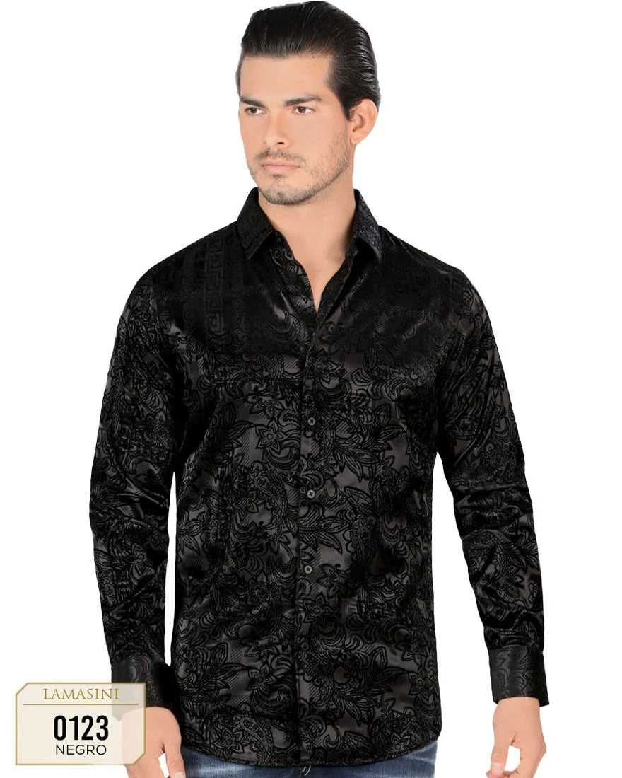 Lamasini - Camisa  Negra Modern Fit 0123