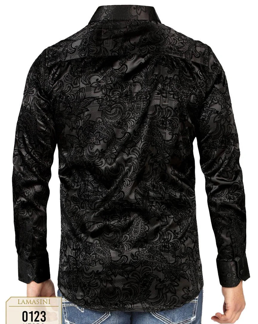 Lamasini - Camisa  Negra Modern Fit 0123