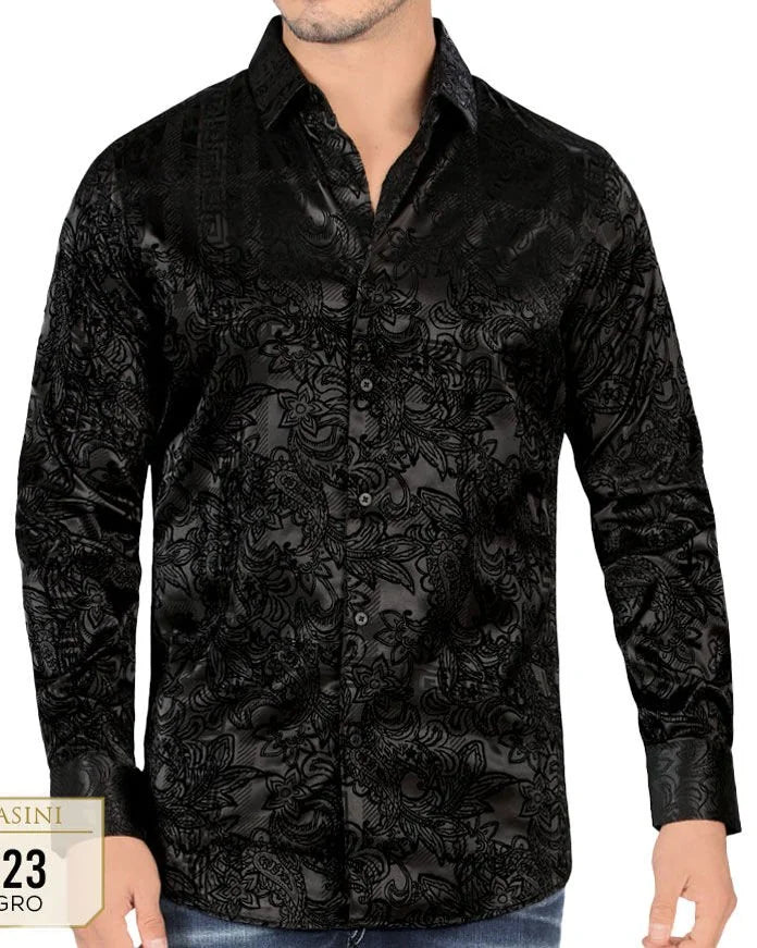 Lamasini - Camisa  Negra Modern Fit 0123