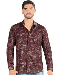 Montero - 0451 Men's Shirt Burgundy Pattern