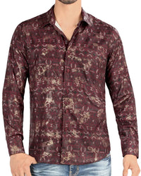 Montero - 0451 Men's Shirt Burgundy Pattern