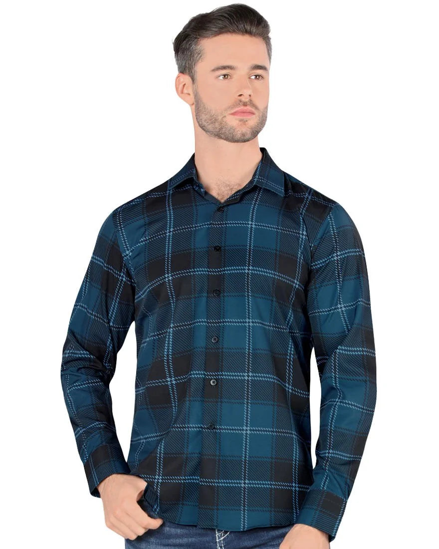 Montero - Men's Western Shirt Teal 0814 Long Sleeve