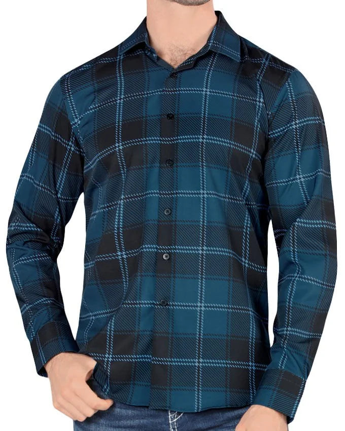 Montero - Men's Western Shirt Teal 0814 Long Sleeve