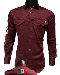 Montero - Shirt Mexico Embroidery  Burgundy 0459