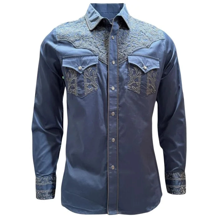Montero - Embroidered Western Shirt Blue 3552