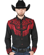 El General - Camisa Vaquera Negra Bordado Y Barbas Rojas 126726