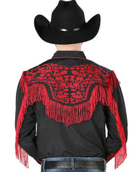 El General - Camisa Vaquera Negra Bordado Y Barbas Rojas 126726