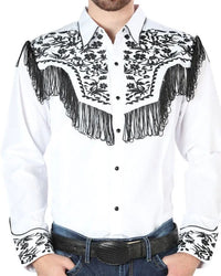 El General - Camisa Vaquera Blanca Bordado Y Barbas Negros 44223