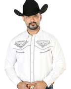 El General - Camisa Blanca Bordada Calavera De Toro Con Estrella 126677