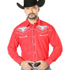 El General - Camisa Roja Bordada Calavera De Toro Con Estrella 126678