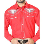 El General - Camisa Roja Bordada Calavera De Toro Con Estrella 126678