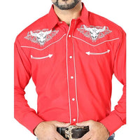 El General - Camisa Roja Bordada Calavera De Toro Con Estrella 126678