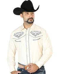 El General - Camisa Beige Bordada Calavera De Toro Con Estrella 126679