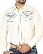El General - Camisa Beige Bordada Calavera De Toro Con Estrella 126679
