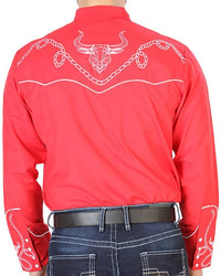 El General - Camisa Roja Bordada Soga Y Toro Cuernos Largos 126713