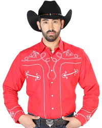 El General - Camisa Roja Bordada Soga Y Cabeza De Caballo 126716