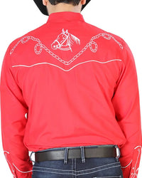 El General - Camisa Roja Bordada Soga Y Cabeza De Caballo 126716