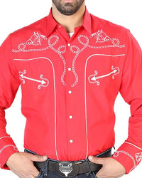 El General - Camisa Roja Bordada Soga Y Cabeza De Caballo 126716