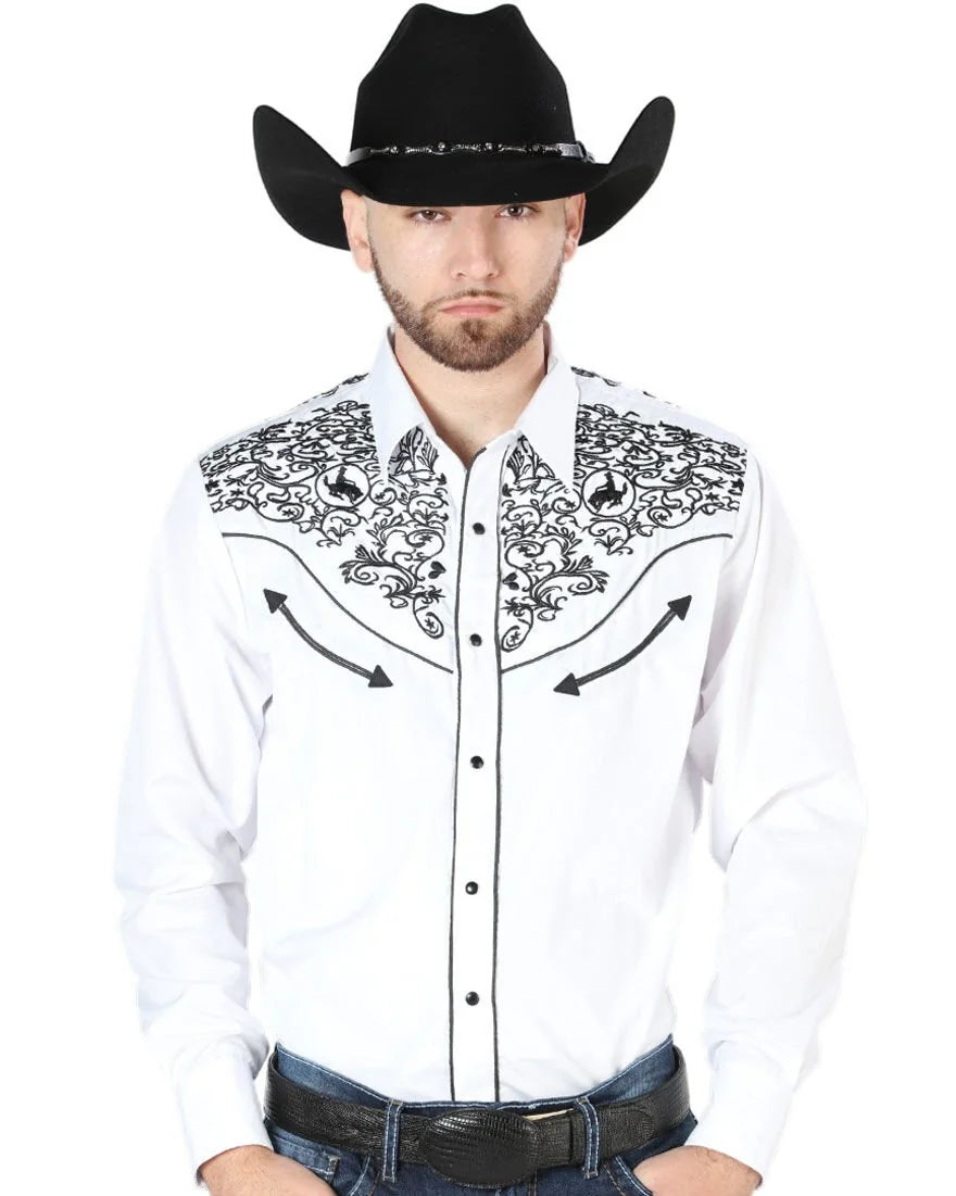 El General - Camisa El Señor DL Cielos Bordada Blanca Vaquera 44188