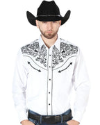 El General - Camisa El Señor DL Cielos Bordada Blanca Vaquera 44188