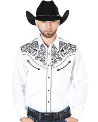 El General - Camisa El Señor DL Cielos Bordada Blanca Vaquera 44188