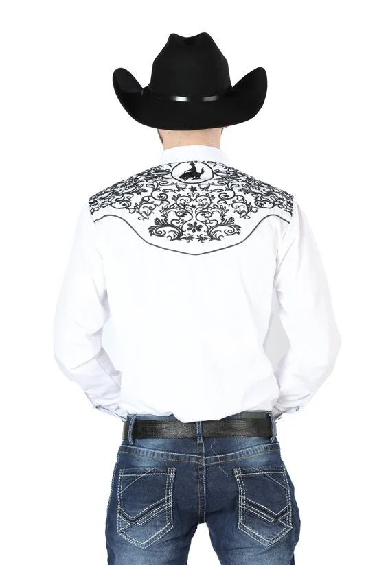 El General - Camisa El Señor DL Cielos Bordada Blanca Vaquera 44188