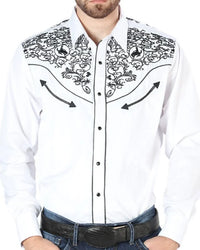 El General - Camisa El Señor DL Cielos Bordada Blanca Vaquera 44188