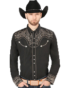 El General - Camisa Negra Vaquera Bordada El Señor De Los Cielos 44198