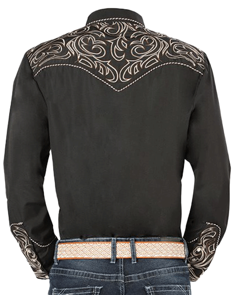 El General - Camisa Negra Vaquera Bordada El Señor De Los Cielos 44198