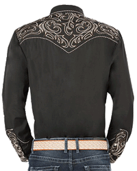 El General - Camisa Negra Vaquera Bordada El Señor De Los Cielos 44198