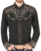 El General - Camisa Negra Vaquera Bordada El Señor De Los Cielos 44198