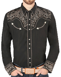El General - Camisa Negra Vaquera Bordada El Señor De Los Cielos 44198
