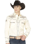El General - Camisa Vaquera Bordada Beige  40986