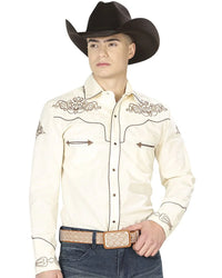 El General - Camisa Vaquera Bordada Beige  40986