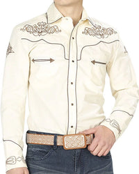 El General - Camisa Vaquera Bordada Beige  40986