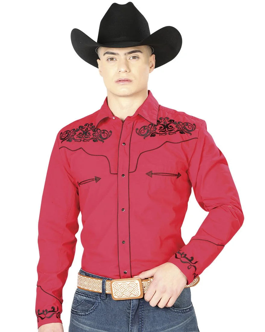 El General - Camisa Bordada Vaquera Roja El General 40989