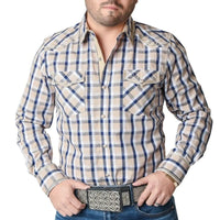 White Diamonds Embroidered Western Shirt - Beige Plaid WD-802