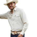 White Diamonds - Western Shirt with Snap Button, Double Pocket, and Embroidered Detail - White WD-Solid Western Shirt