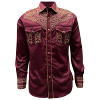 Montero - Embroidered Western Shirt Burgundy 3552