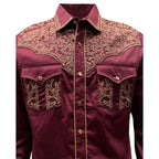 Montero - Embroidered Western Shirt Burgundy 3552