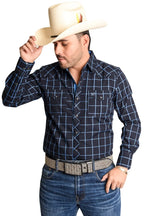 El General - Camisa Vaquera A Cuadros Azules WD 11-900