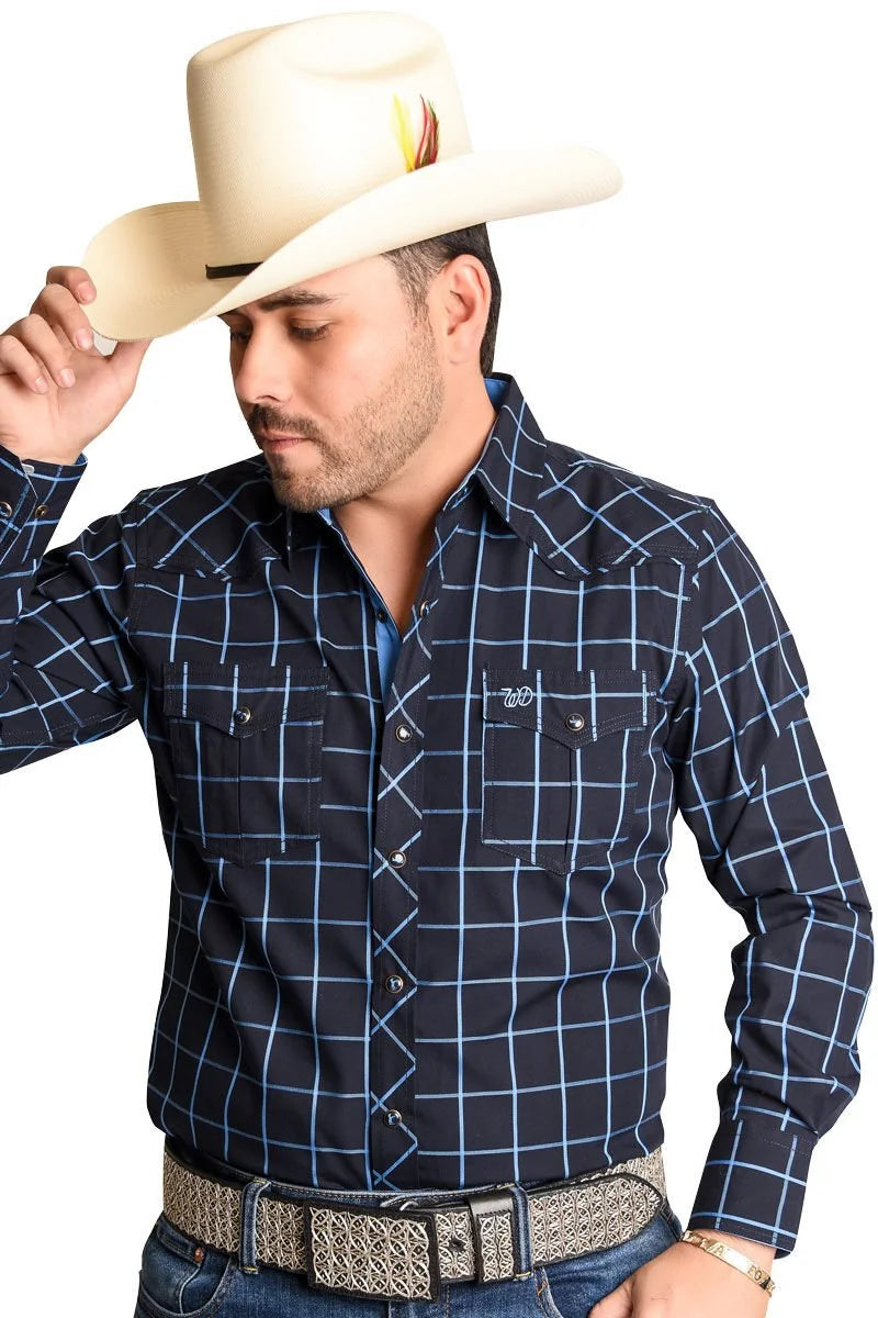 El General - Camisa Vaquera A Cuadros Azules WD 11-900