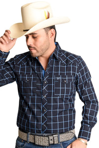 El General - Camisa Vaquera A Cuadros Azules WD 11-900