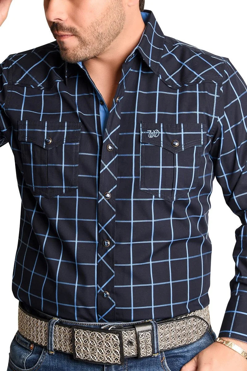 El General - Camisa Vaquera A Cuadros Azules WD 11-900