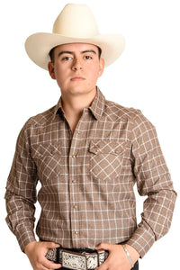 El General - Camisa Vaquera De Cuadros Color Beige WD 12-804