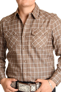 El General - Camisa Vaquera De Cuadros Color Beige WD 12-804